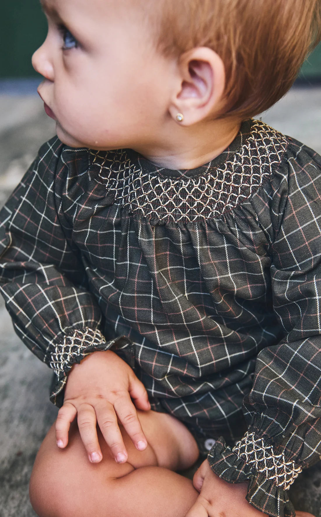 Pelele vichy verde caza