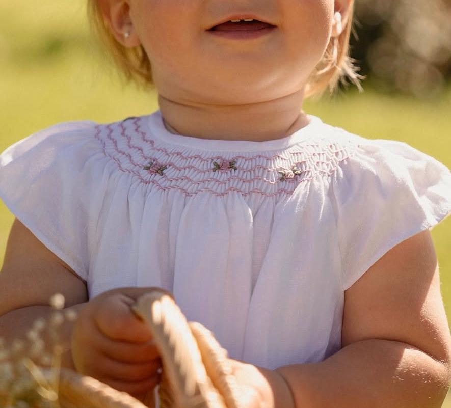 Vestido blanco lino smock