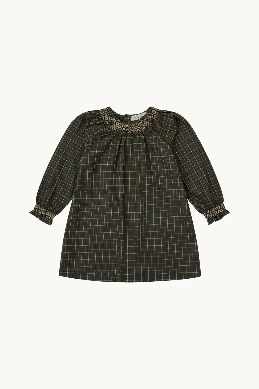 Vestido smock vichy verde caza