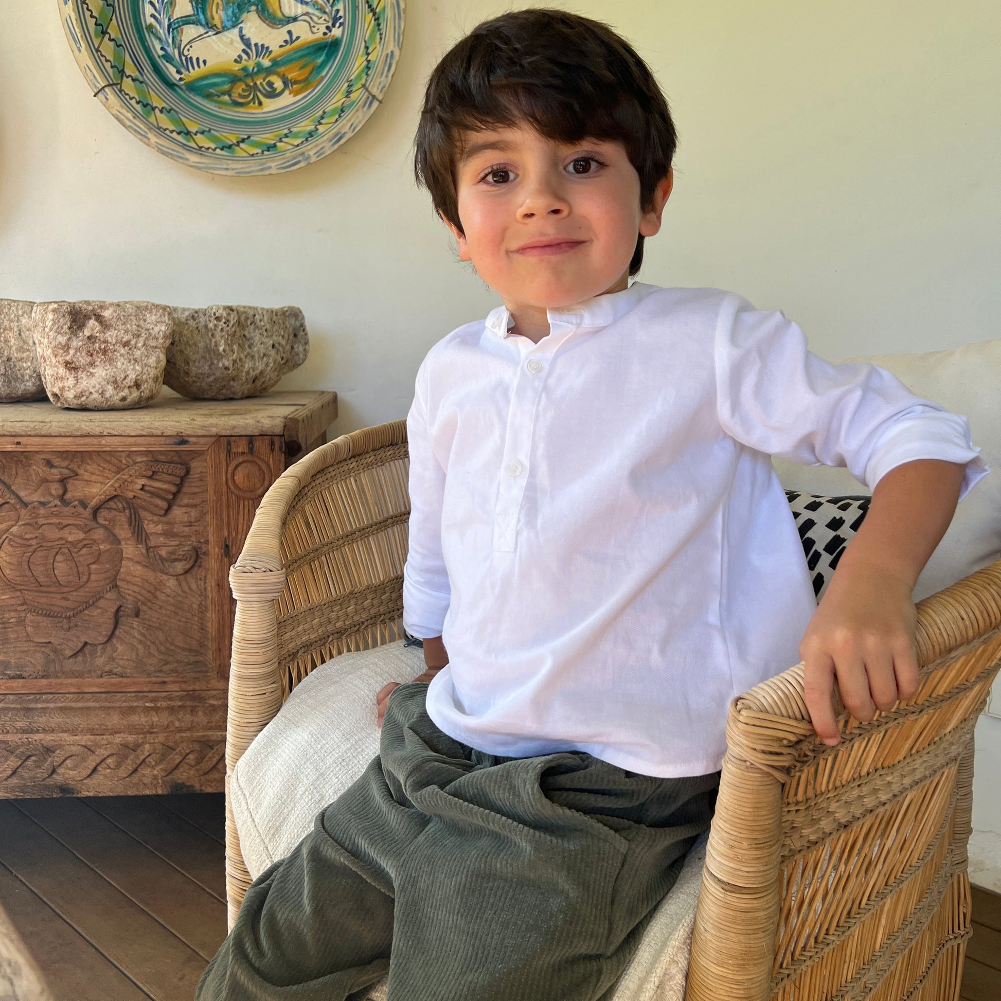 Camisa polera oxford blanco