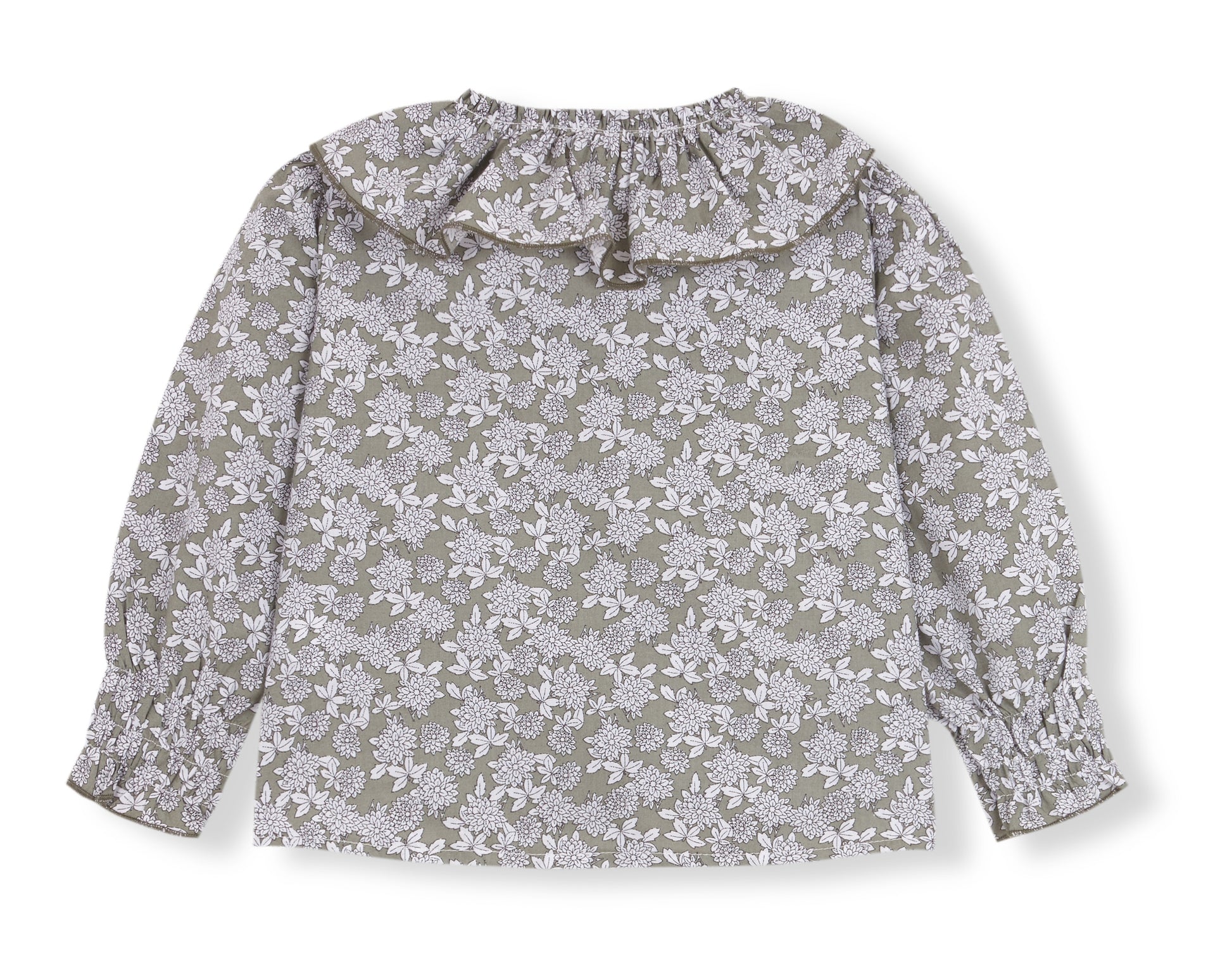 Blusa volante verde flor blanca