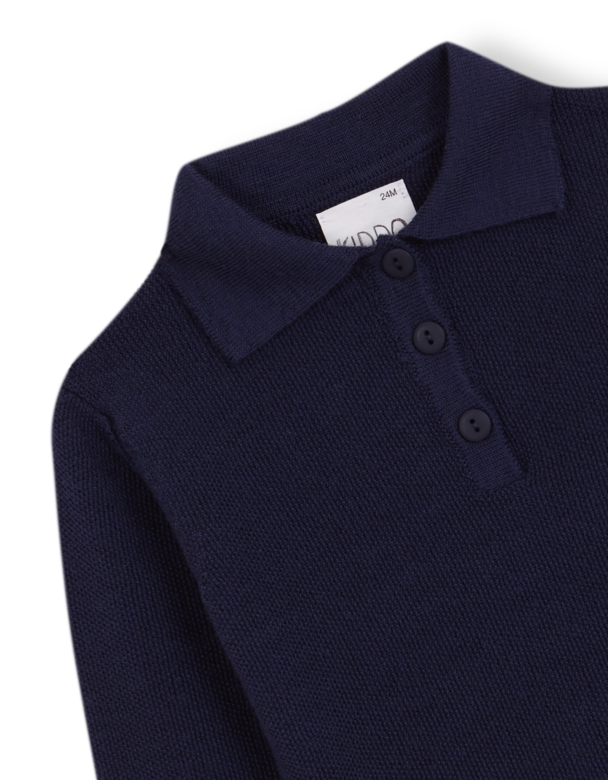 Polo merino manga larga azul marino