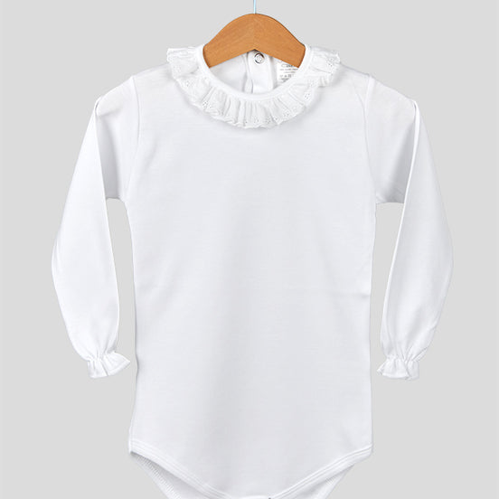 Body manga larga cuello blonda