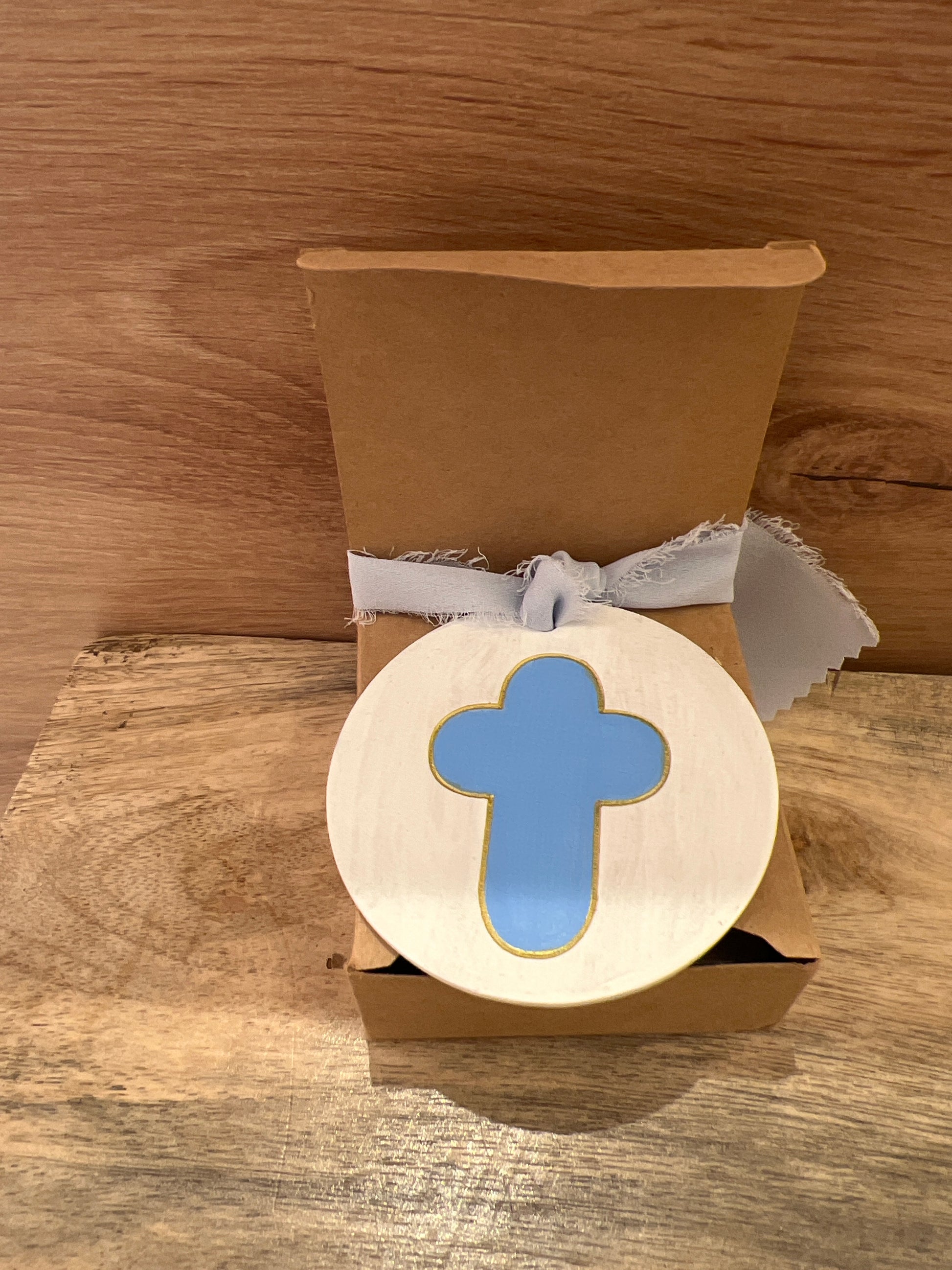 Medallón Cruz MC01 celeste-oro