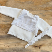 Babero cinta raso blanco