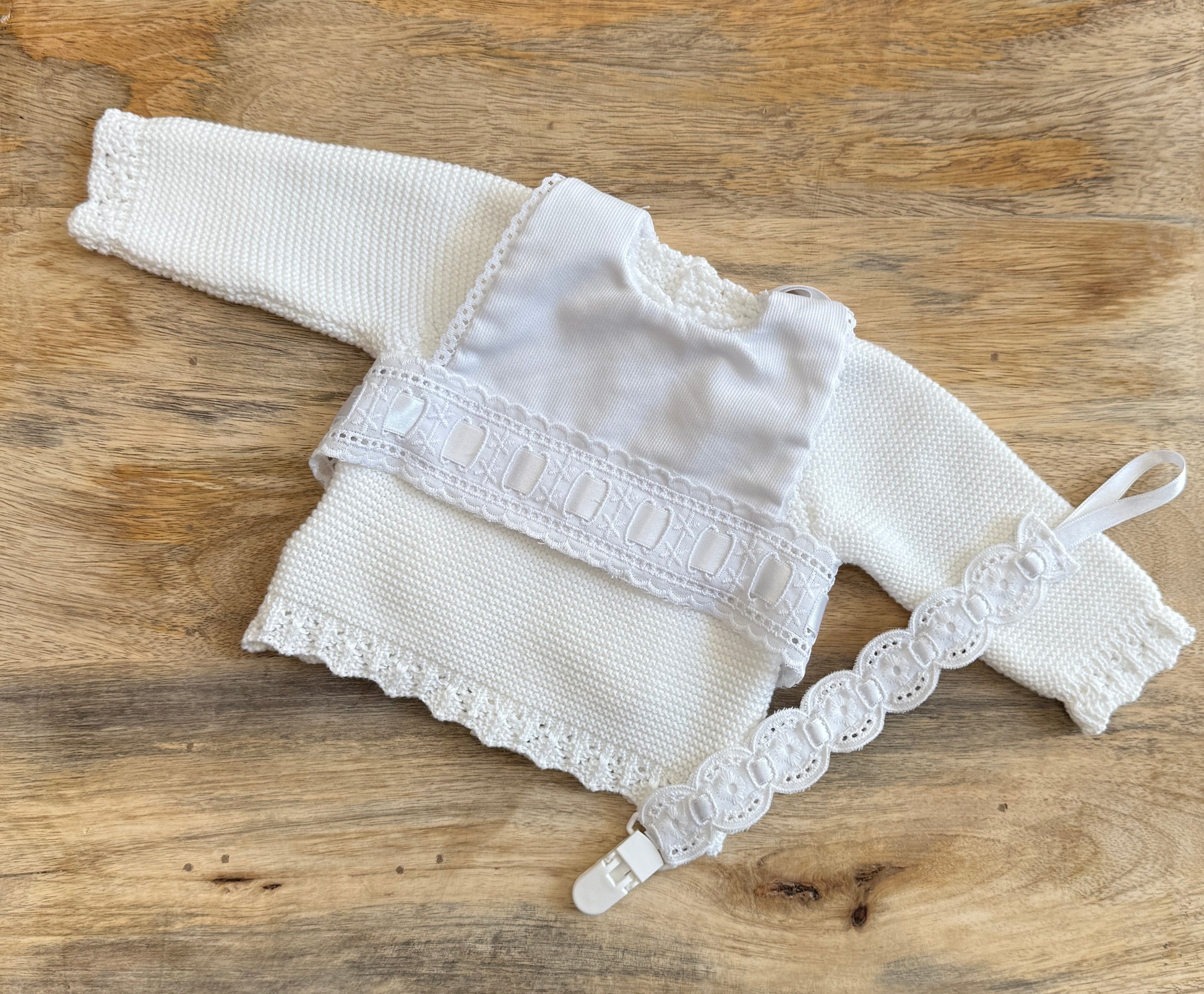 Babero cinta raso blanco