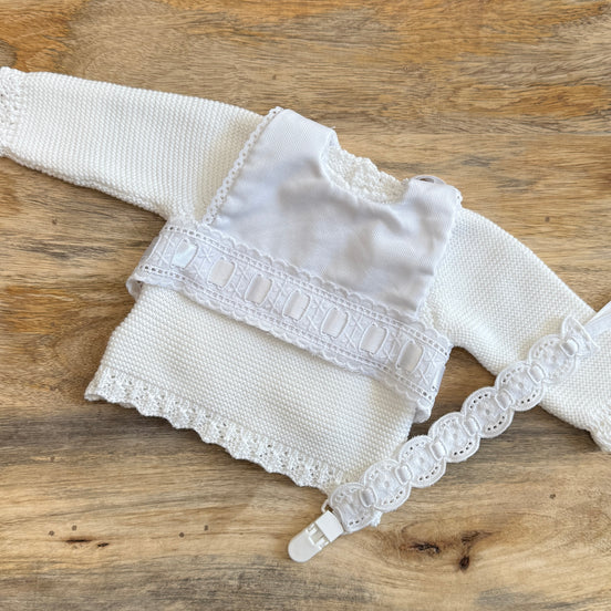 Babero cinta raso blanco