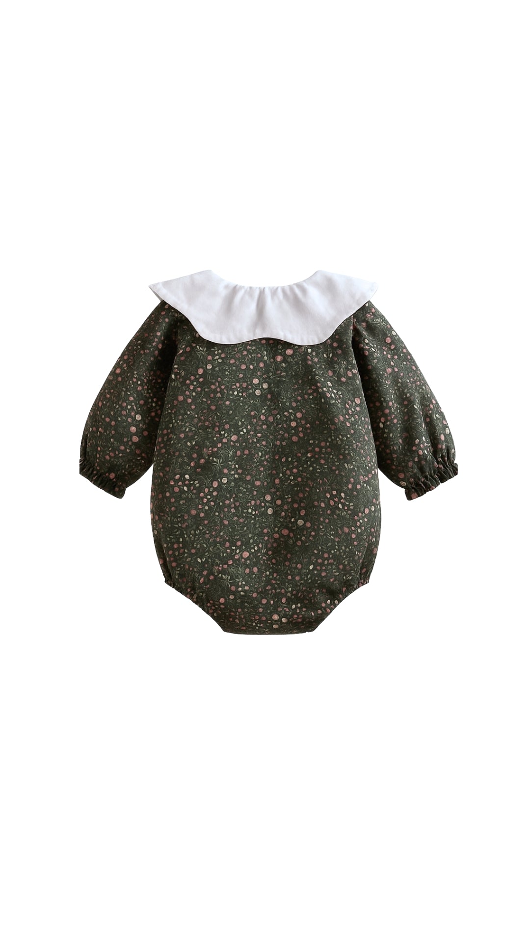 Pelele verde cuello blanco y lazada