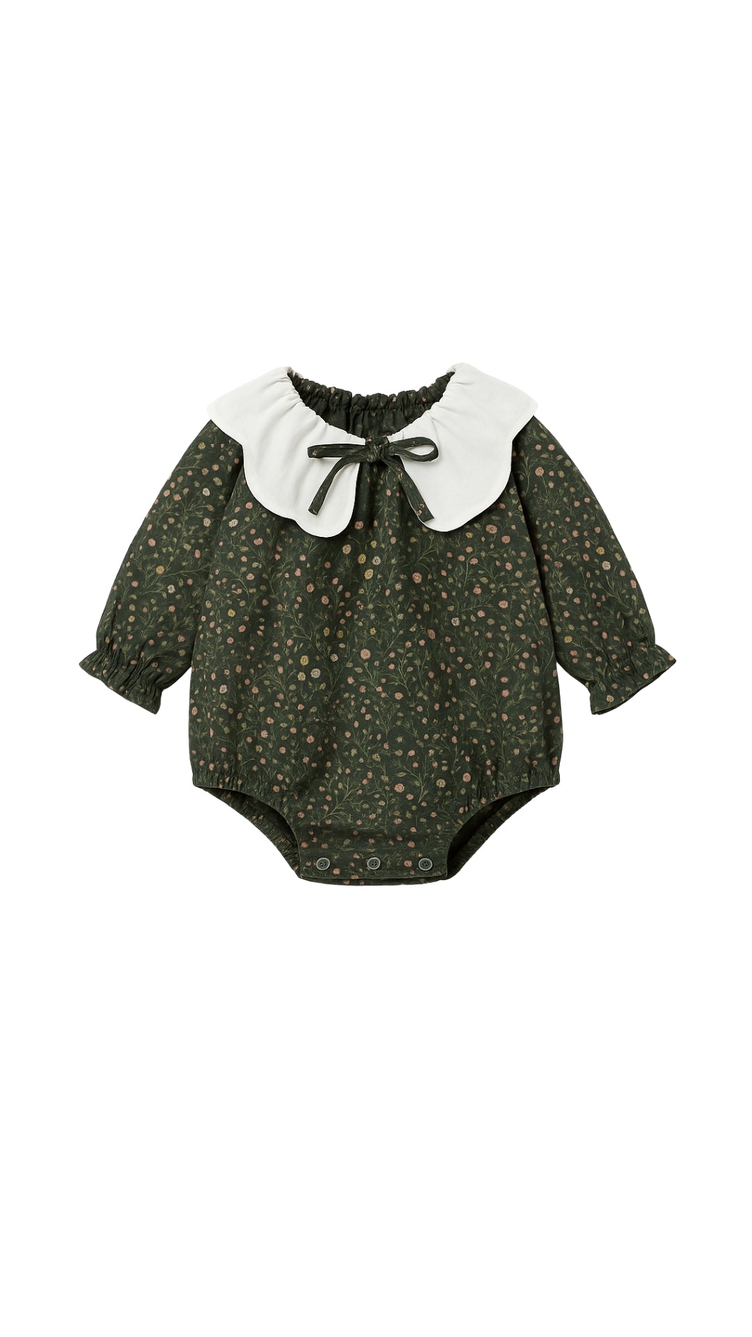 Pelele verde cuello blanco y lazada