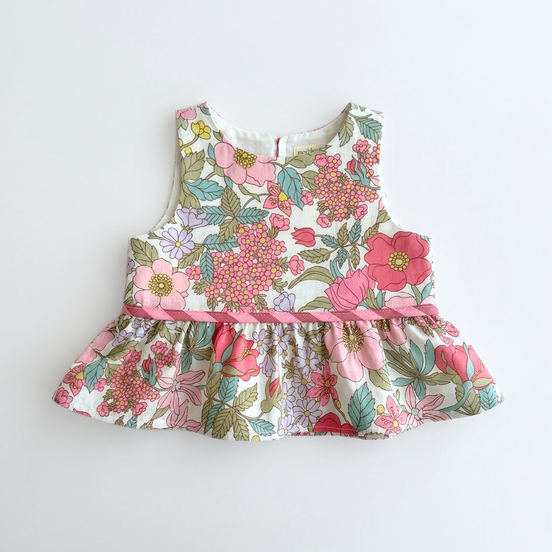 Blusa volantes flores Buganvilla - Flores y Rayas