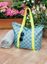 Bolsa playa impermeable pequeña vichy azul y verde