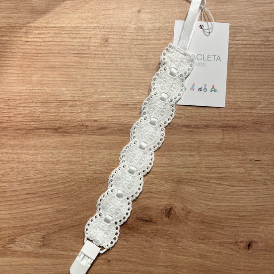Chupetero cinta raso blanco