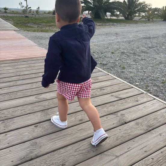 Pantalón corto niño vichy rojo