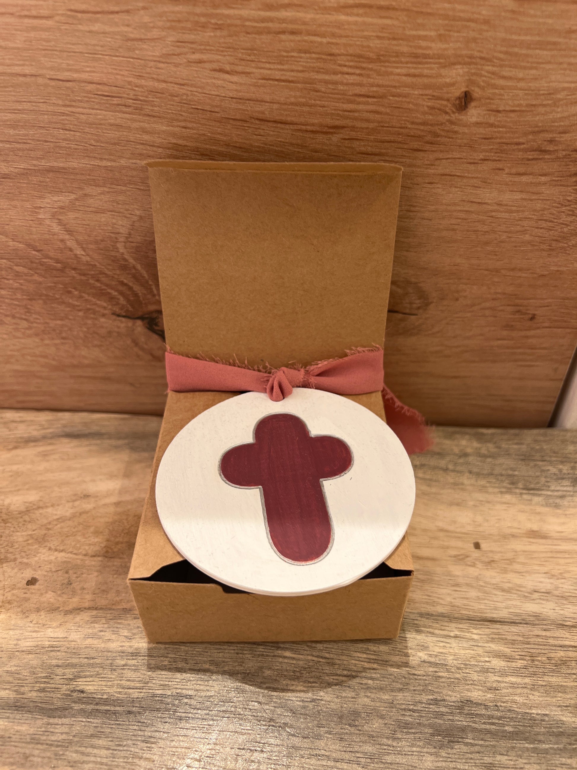 Medallón cruz MC01 Burdeos-plata