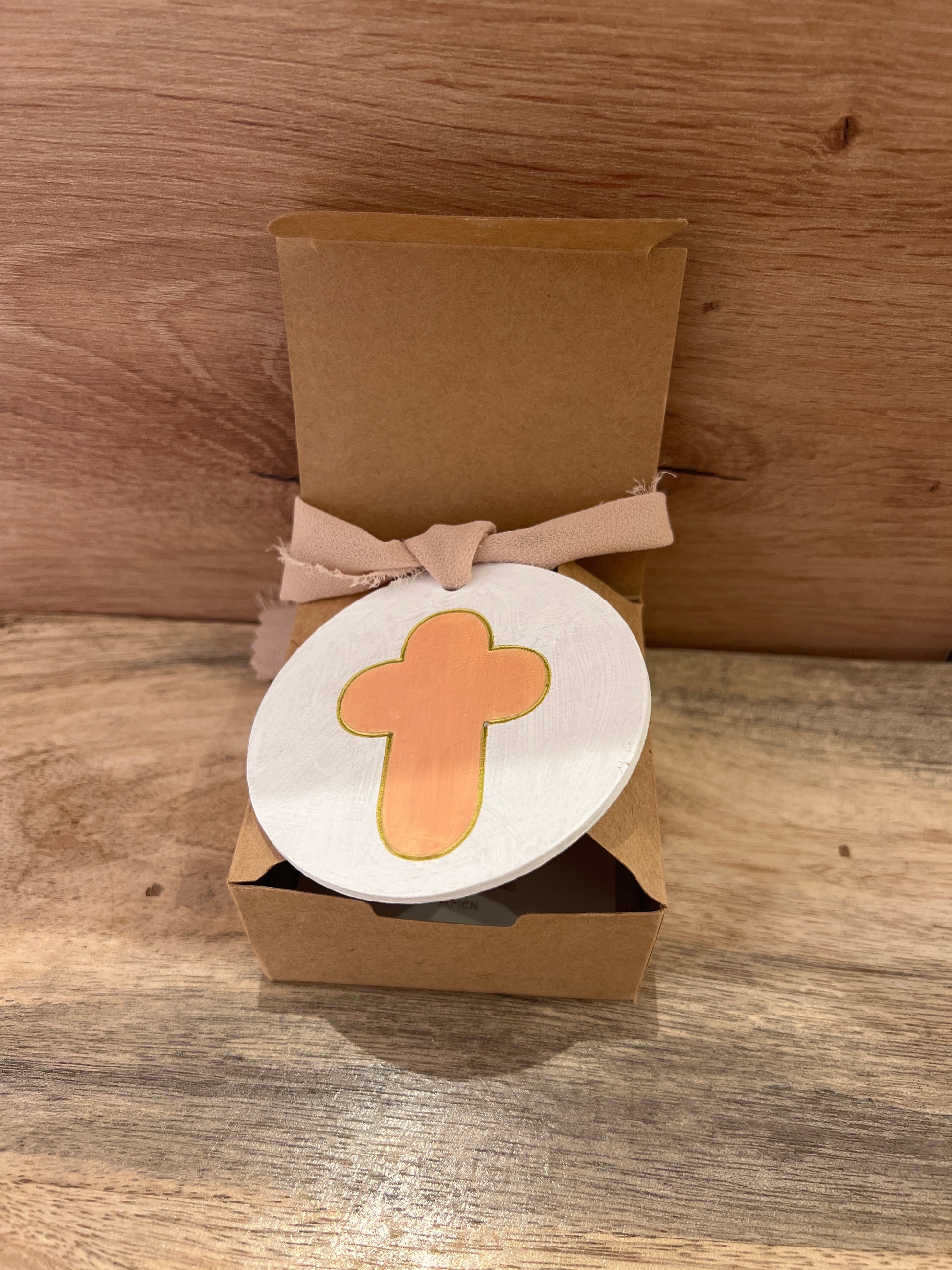 Medallón cruz MC01 melocotón-oro