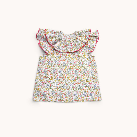 Blusa cuello fruncido Chambray