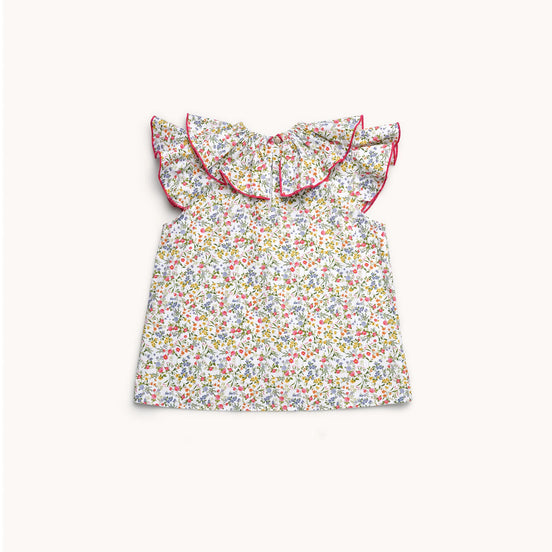 Blusa cuello fruncido Chambray