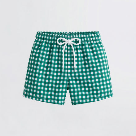 Bañador niño cuadro verde