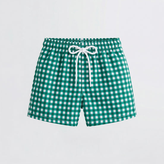 Bañador niño cuadro verde