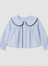 Blusa Peter Pan celeste y verde