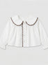Blusa Peter Pan blanca y chocolate