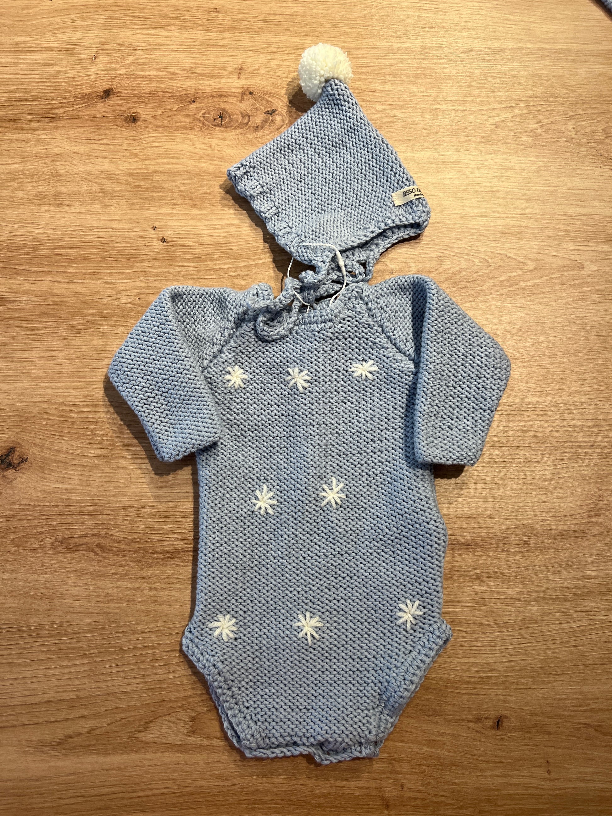 Conjunto pelele + capota estrellas azul
