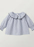 Blusa cuello corazón rayas azules