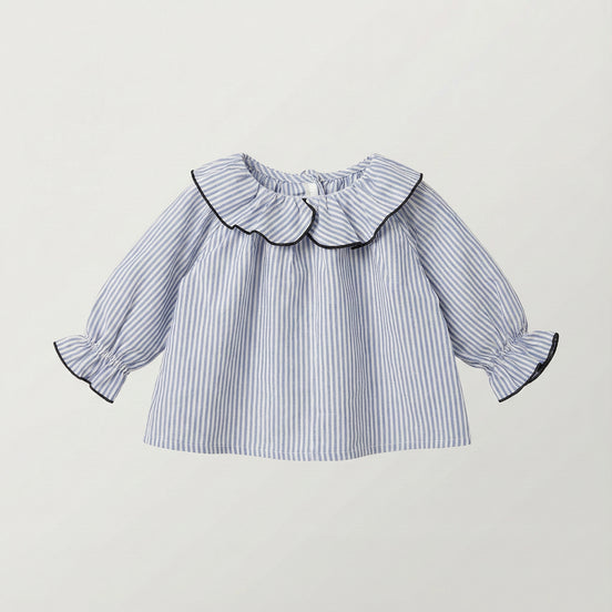 Blusa cuello corazón rayas azules