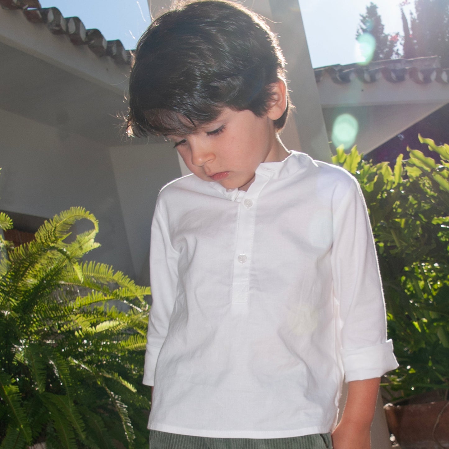 Camisa polera oxford blanco