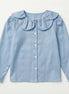 Blusa cuello flor azul