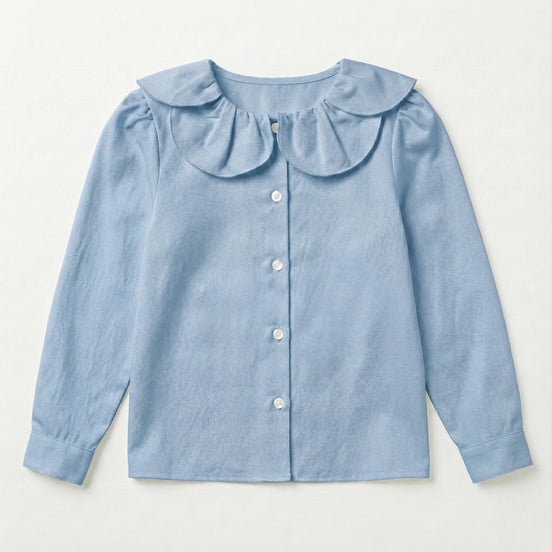 Blusa cuello flor azul