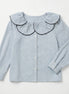 Blusa cuello flor rayas azules
