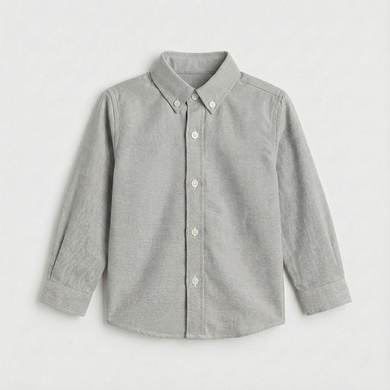 Camisa cuello oxford gris