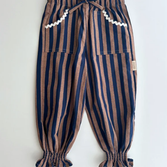 Pantalón bombacho Castaño - rayas