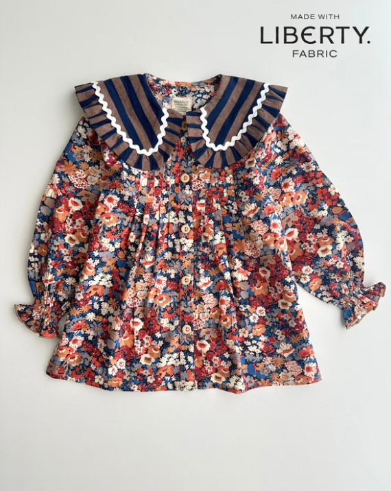 Blusa jaretas Castaño - Rayas y flores
