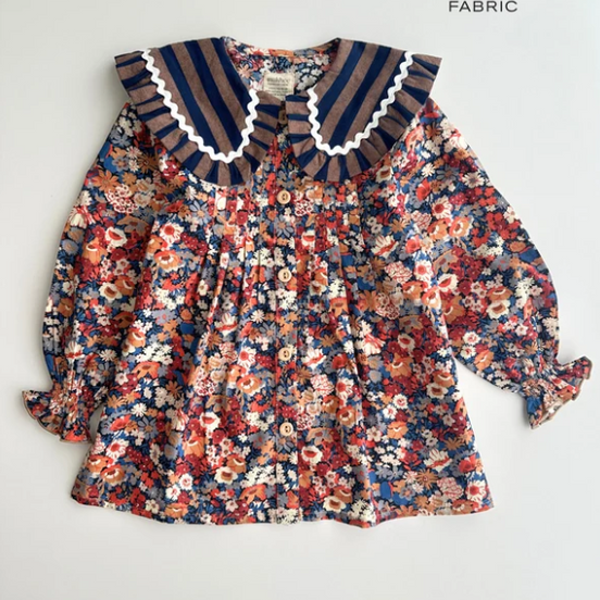 Blusa jaretas Castaño - Rayas y flores