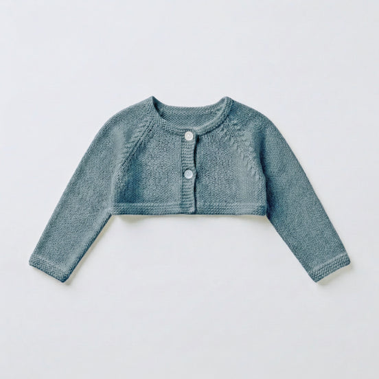 Chaqueta perlé corta azul piedra