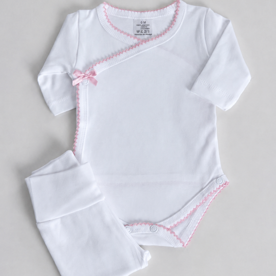 Conjunto body + polaina rosa bebé