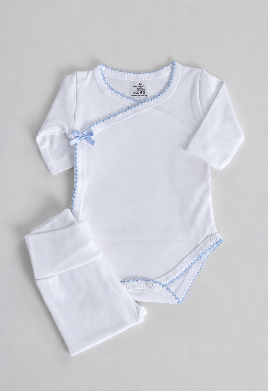 Conjunto body + polaina azul bebé