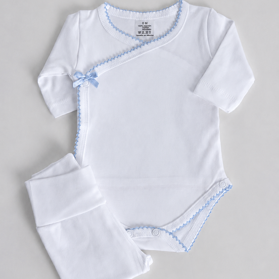 Conjunto body + polaina azul bebé