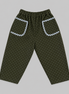 Pantalón largo globo polka dots verde kaki y azul celeste