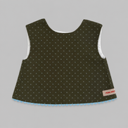 Blusa espalda cruzada polka dots verde kaki y azul celeste