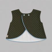 Blusa espalda cruzada polka dots verde kaki y azul celeste