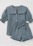 Conjunto doble cuello azul