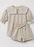 Conjunto doble cuello beige