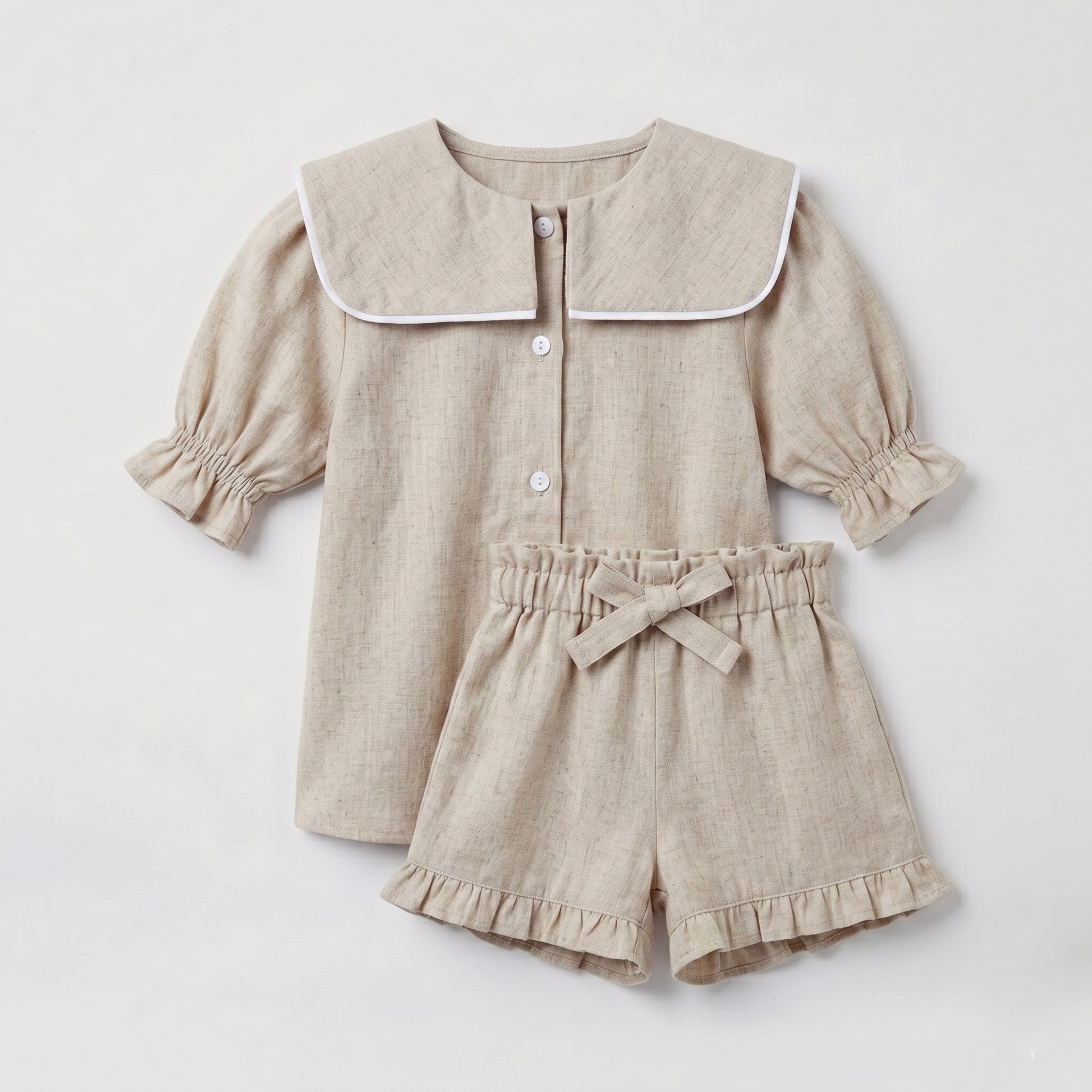 Conjunto doble cuello beige