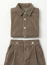 Conjunto pantalón pinzas + sobrecamisa pana topo