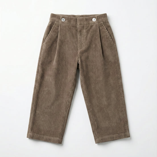 Conjunto pantalón pinzas + sobrecamisa pana topo