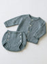 Conjunto perlé azul piedra