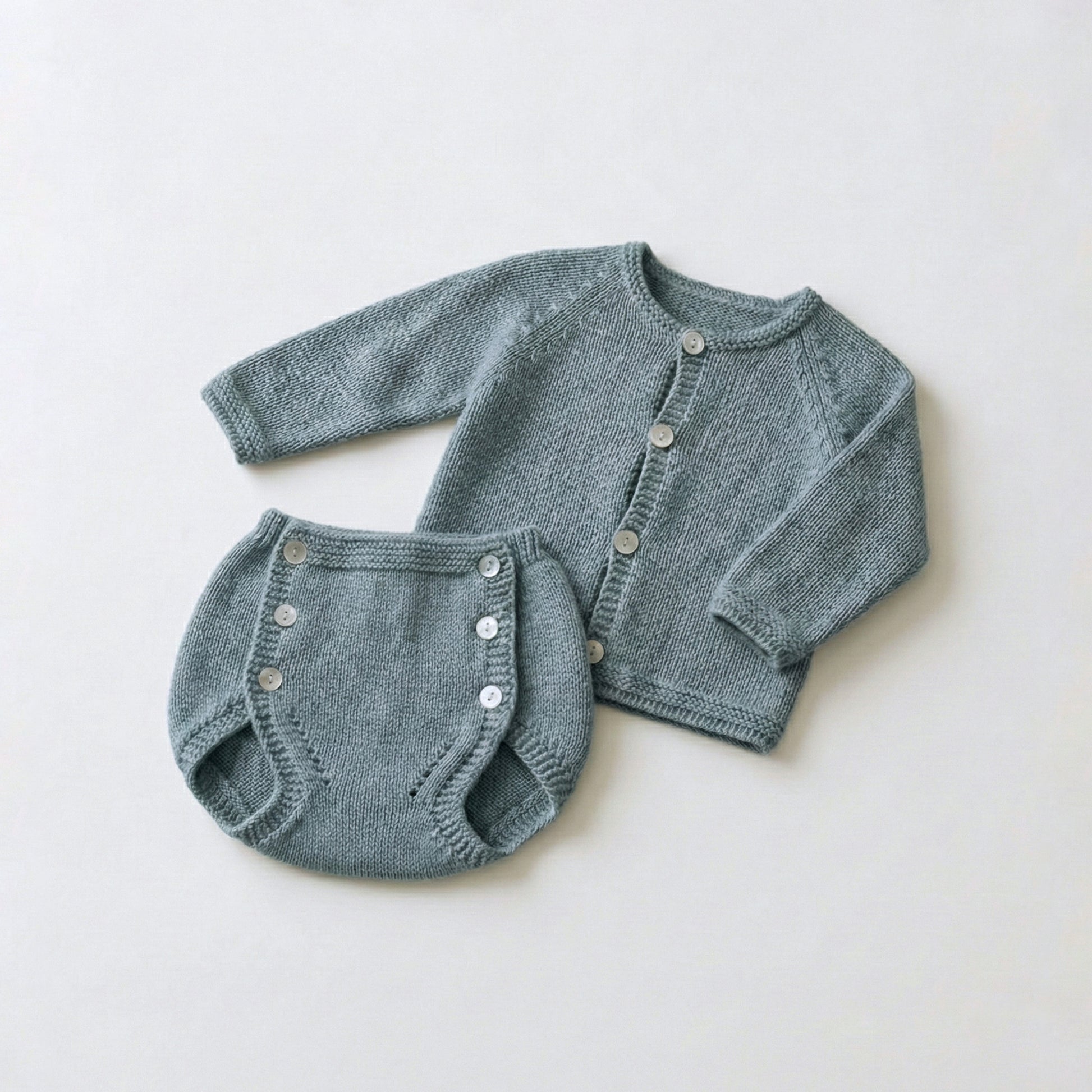 Conjunto perlé azul piedra